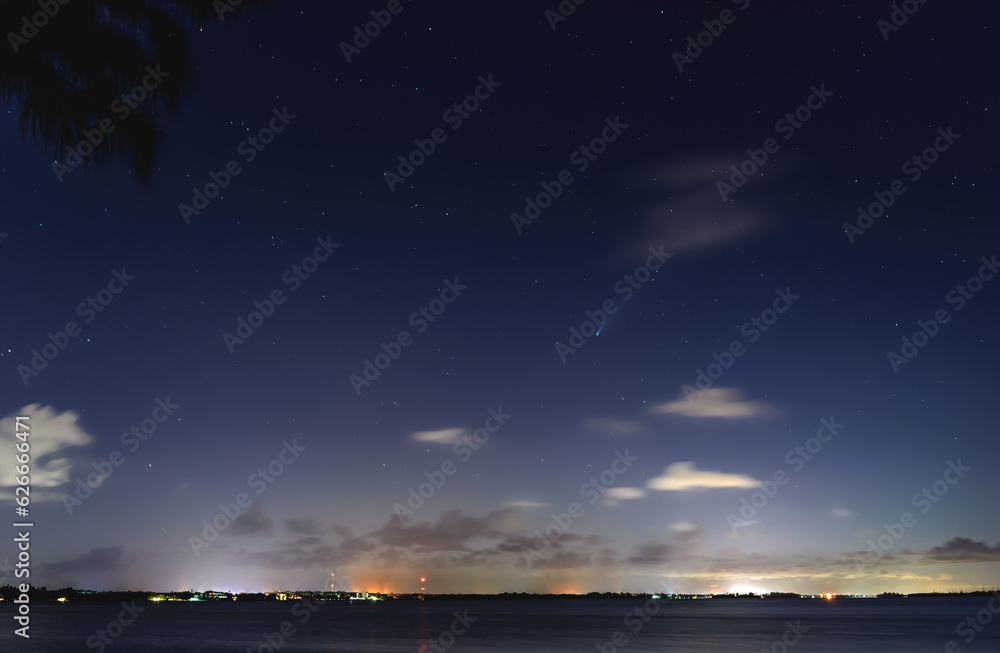 time lapse of Neowise comet over water time lapse of Neowise comet over water