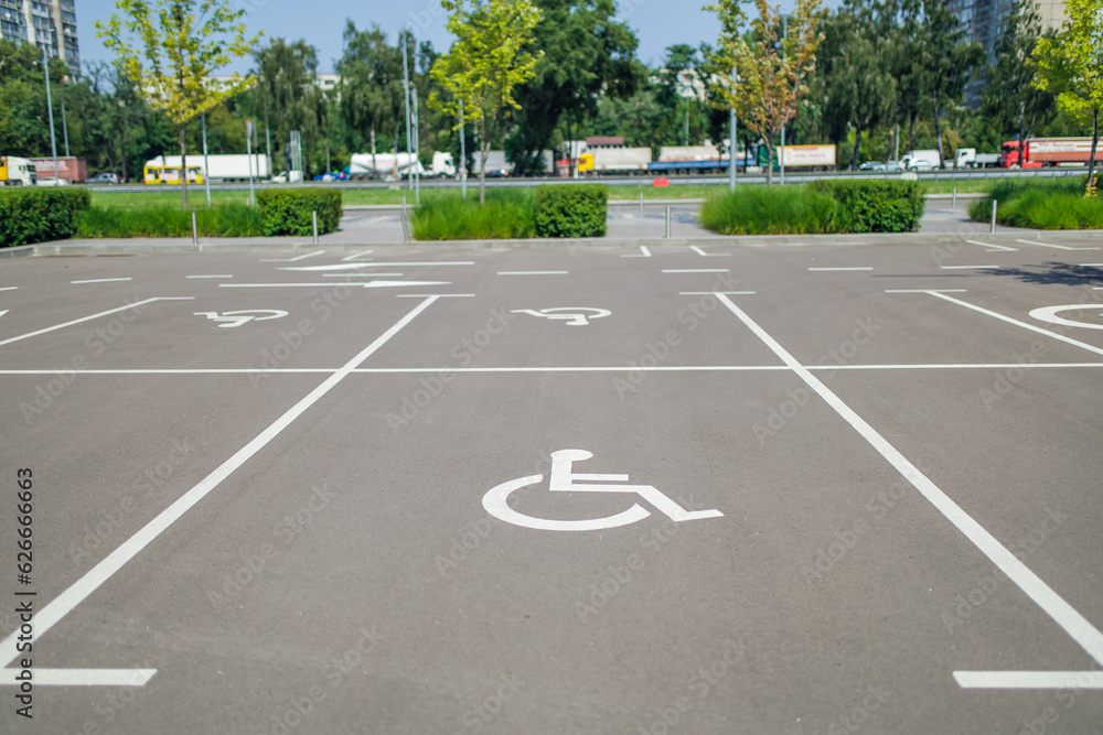 on asphalt handicapped parking spot