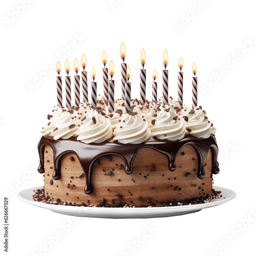 Birthday cake with candles isolated