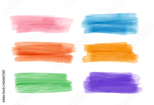 Colorful vector watercolor brush strokes. Rainbow colors watercolor paint stains vector banner backgrounds set