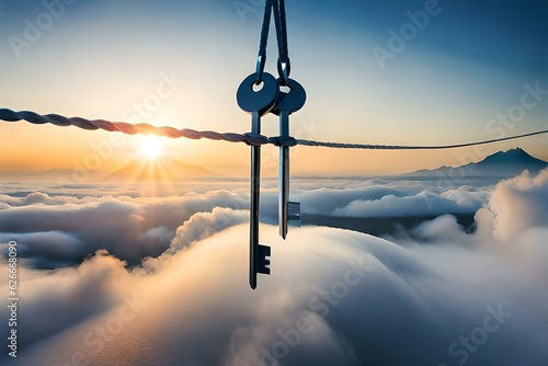 Bunch of keys hanging from a string,new home buying concept, rent or buy dilemma