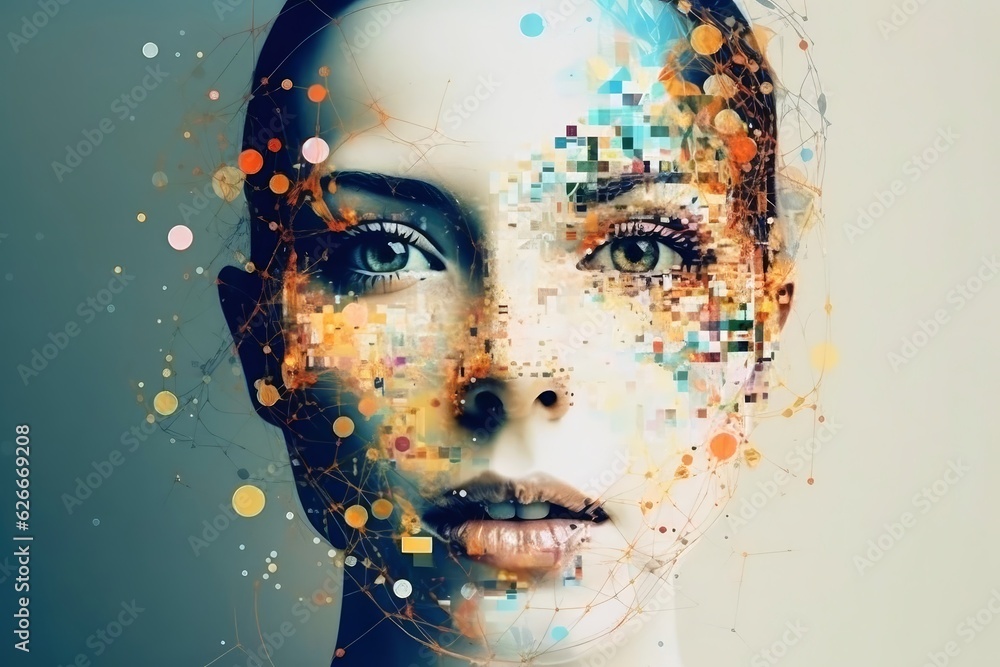 Stunning portrait of a futuristic womans face created with generative ...