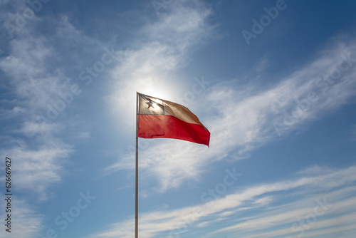  flag of chile on the sky