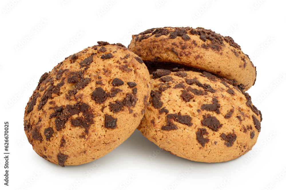 oatmeal chocolate chip cookie isolated on white background oatmeal chocolate chip cookie isolated on white background