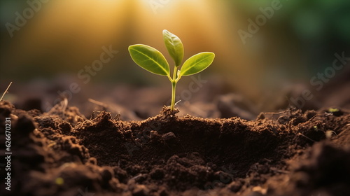 seedling with small leafs growing in the earth, nature