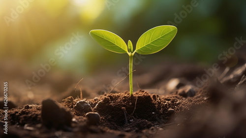 seedling with small leafs growing in the earth  nature