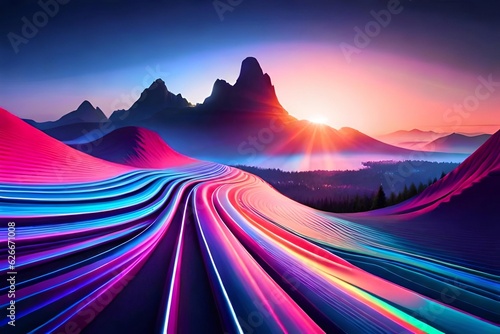 Abstract cyber light background. AI generated illustration