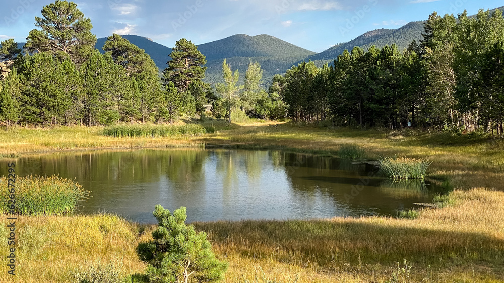 Estes Park Colorado campground with pond