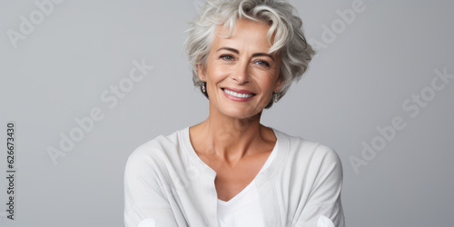 Portrait of happy mature model, woman