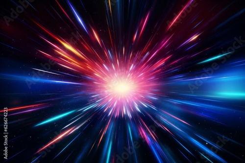 Cosmic starburst of colors in sci-fi futurism, Generative AI