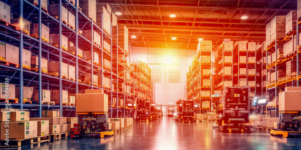 A modern warehouse. Industrial concept - Generative AI A modern warehouse. Industrial concept - Generative AI