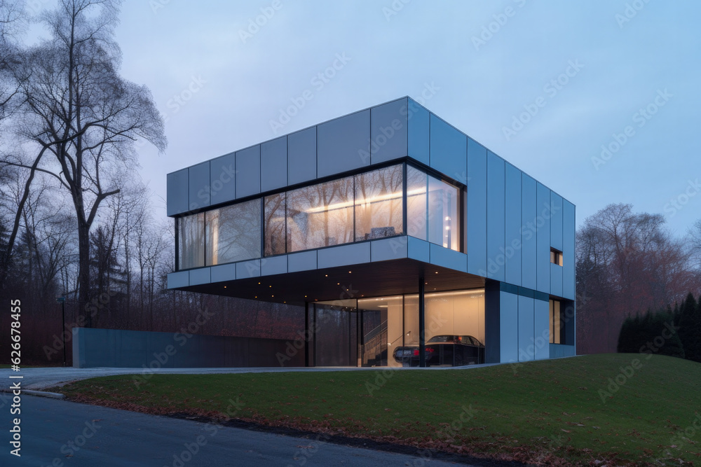 Obraz premium Interior of an ultra modern house - Generative AI