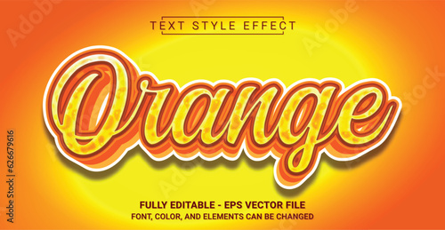 Orange Text Style Effect. Editable Graphic Text Template.