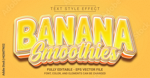 Banana Smoothies Text Style Effect. Editable Graphic Text Template.
