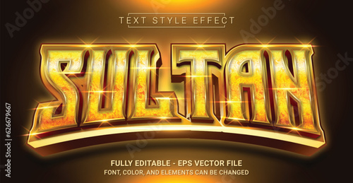 Sultan Text Style Effect. Editable Graphic Text Template.
