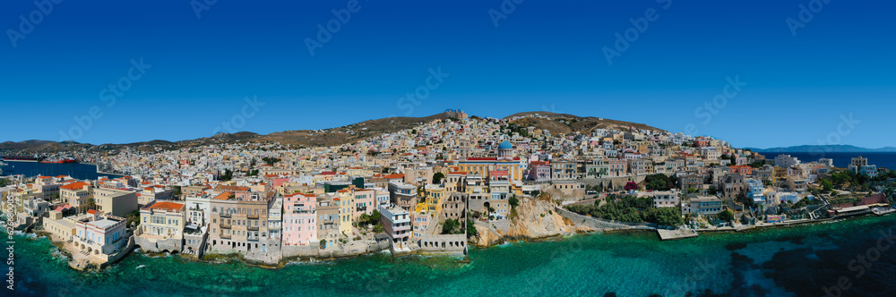 Aerial photo of Ermoupoli in Syros, Greece