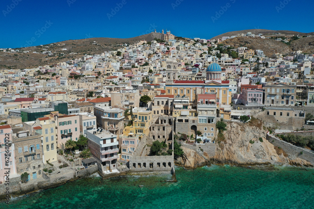 Aerial photo of Ermoupoli in Syros, Greece