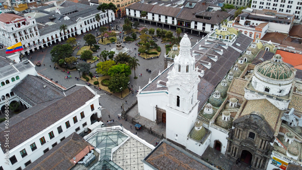 Aerial photo of historic city center of Quito