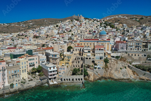 Aerial photo of Ermoupoli in Syros, Greece