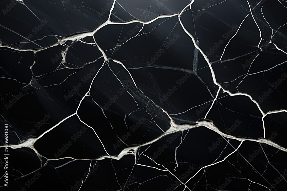 Tiles of Nero Marquina marble, distinguished by its black background and white veins Tiles of Nero Marquina marble, distinguished by its black background and white veins