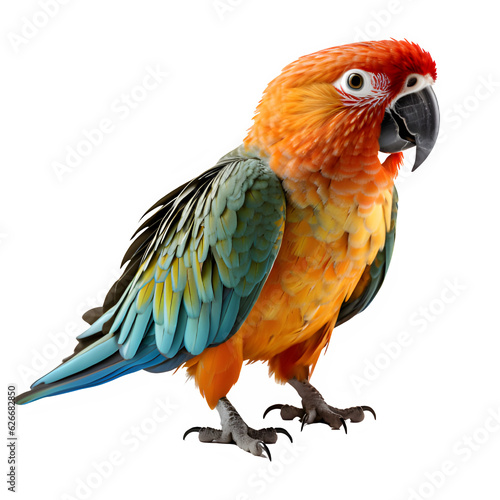 parrot bird isolated on transparent background ,bird full color cut out ,generative ai © Leo