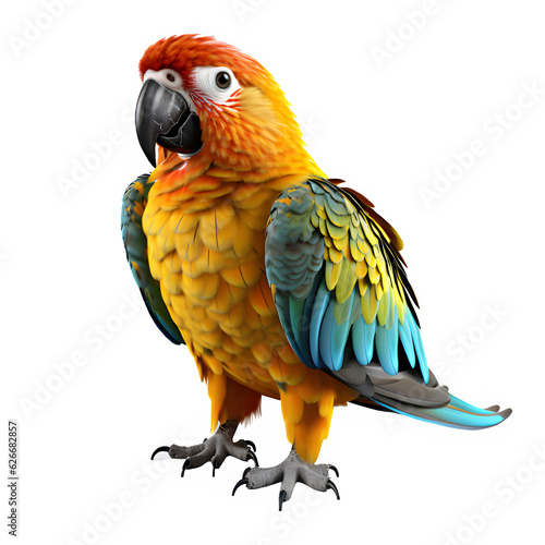 parrot bird isolated on transparent background ,bird full color cut out ,generative ai © Leo