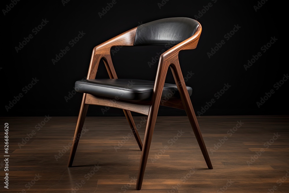 custom made wallpaper toronto digitalCentury modern wood chair and black leather seating 