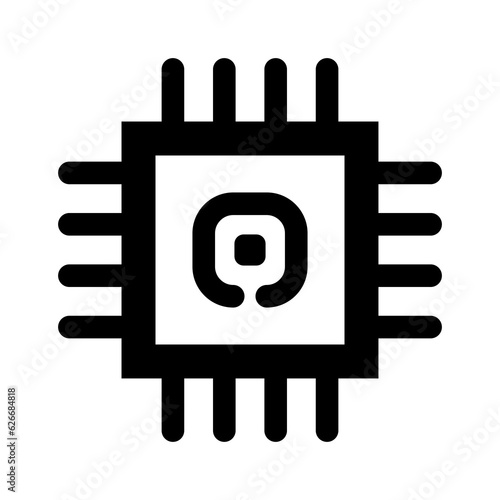 
Microchip icon. CPU, Central processing unit, computer processor, chip symbol in circle. Abstract technology logo. Simple round icon isolated on white background. Creative modern vector logo