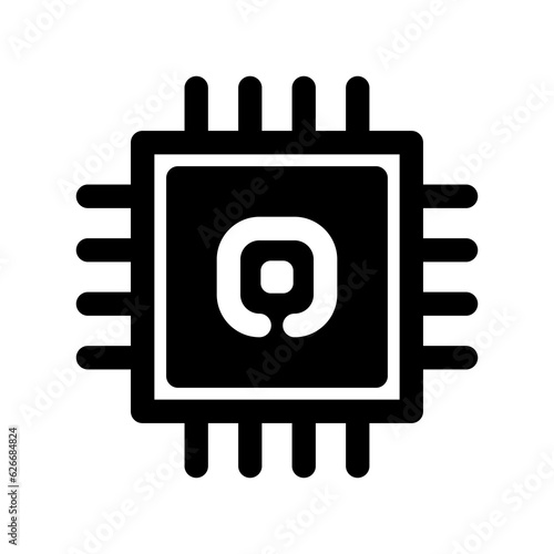 
Microchip icon. CPU, Central processing unit, computer processor, chip symbol in circle. Abstract technology logo. Simple round icon isolated on white background. Creative modern vector logo