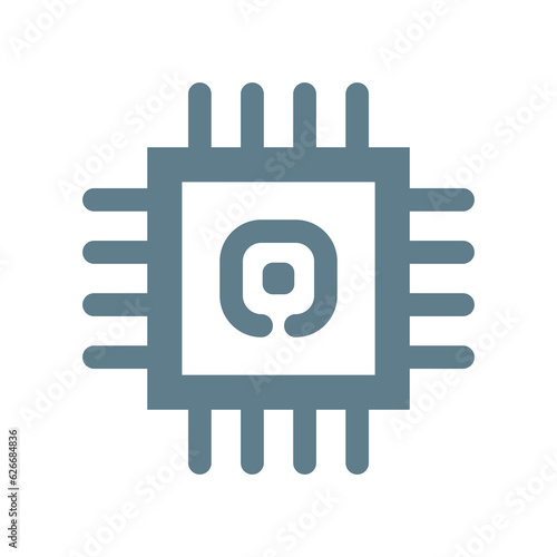 
Microchip icon. CPU, Central processing unit, computer processor, chip symbol in circle. Abstract technology logo. Simple round icon isolated on white background. Creative modern vector logo