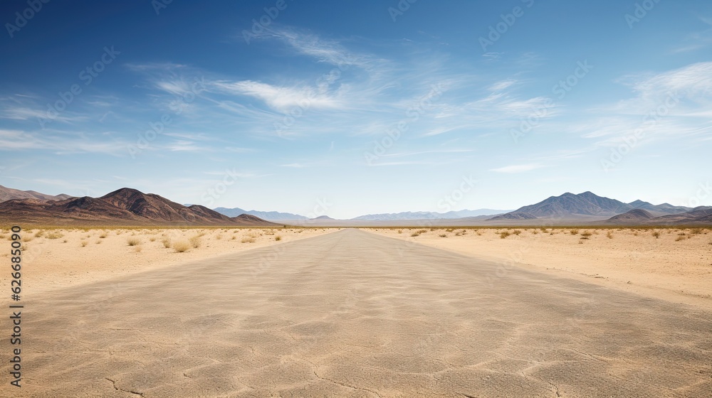 Empty Desert Road horizontal With Copy Space