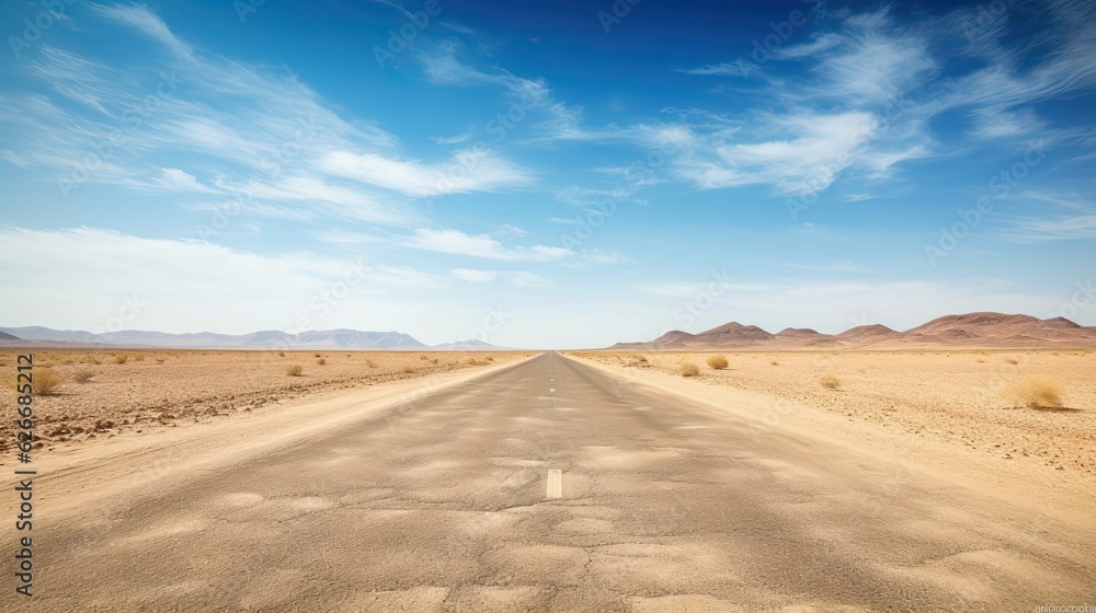 Empty Desert Road With Copy Space