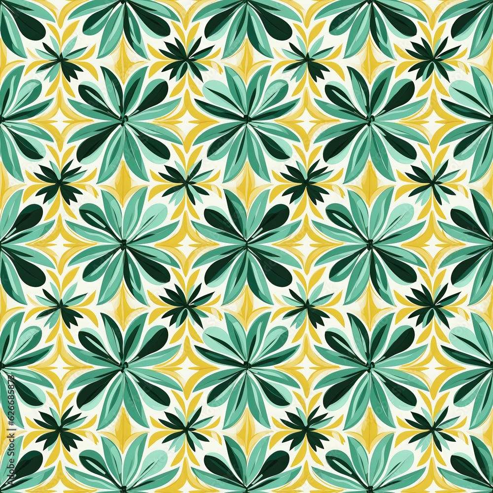 Seamless pattern with decorative flowers in retro style. Vector illustration. Tile