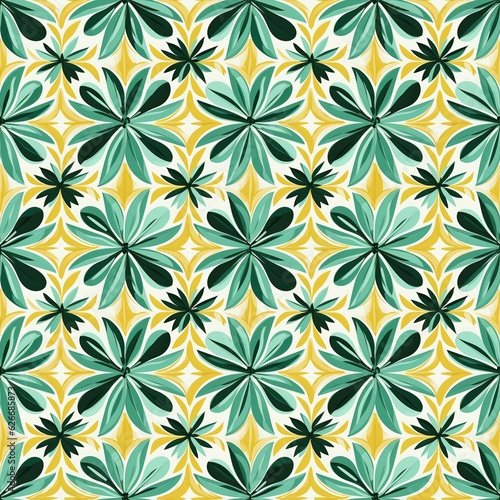 Seamless pattern with decorative flowers in retro style. Vector illustration. Tile © lebanmax