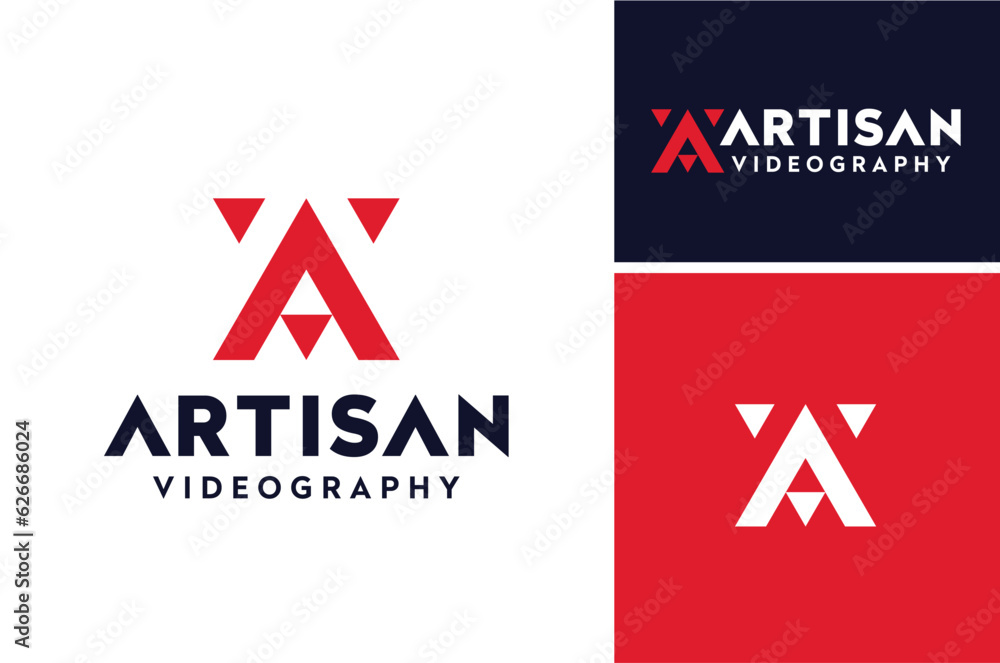 Initial Letter A V with triangle polygon for Art Artist Artistic logo design Initial Letter A V with triangle polygon for Art Artist Artistic logo design