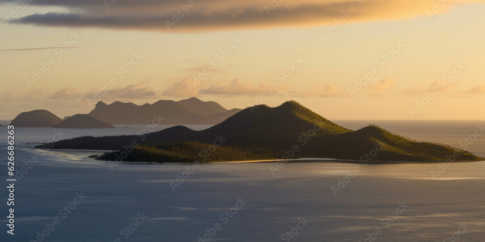 A beautiful tropical island, aerial view - Generative AI A beautiful tropical island, aerial view - Generative AI