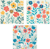 Wildflower Pattern Background vector set