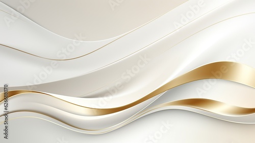 Luxury white overlap brown shade wave with line golden elements background  AI generated image
