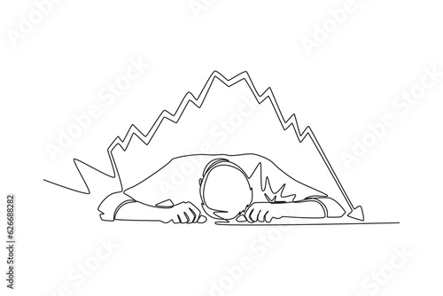 Continuous one line drawing investment and stock concept. Single line draw design vector graphic illustration.