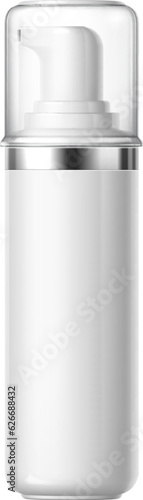 Realistic cosmetics product bottle. Isolated white 3d vector mockup of the pump tube, with sleek design, and fine details, enhancing production presentation and drawing attention on shelves