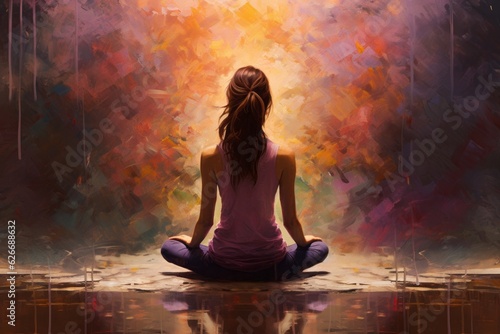 Yoga pose, oil painting style