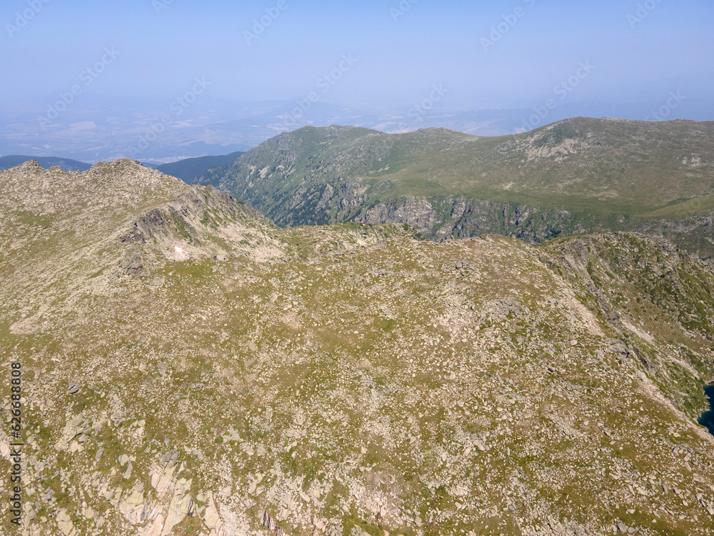 Aerial view of Rila Mountain near Kalin peak, Bulgaria