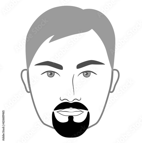 Chevron Goatee Beard style men in face illustration Facial hair mustache. Vector grey black portrait male Fashion template flat barber set. Stylish hairstyle isolated outline on white background.