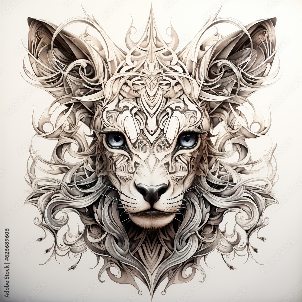 Lion animal wildlife abstract, AI generated image