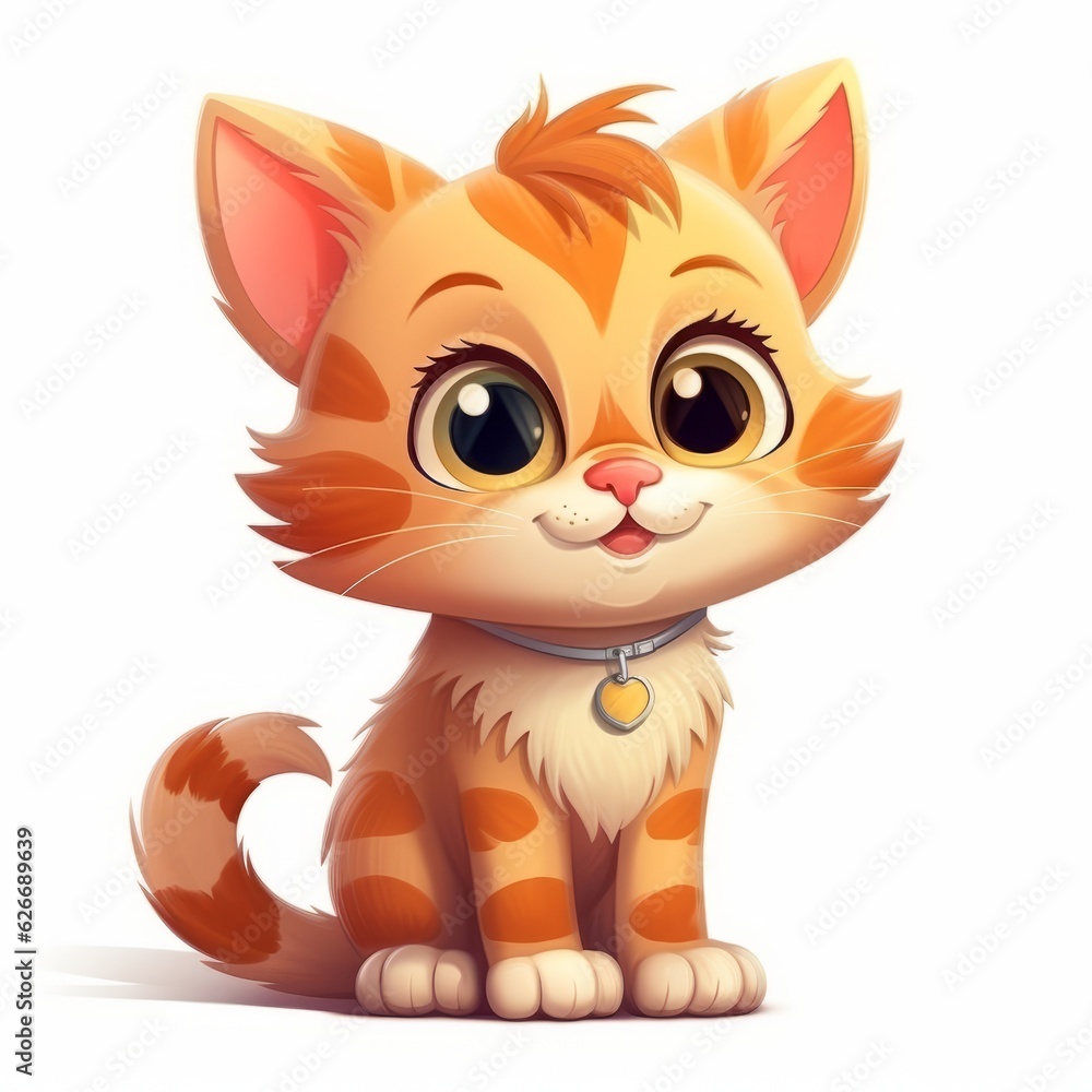 Adorable and amusing cat character on white background, Generative AI Adorable and amusing cat character on white background, Generative AI