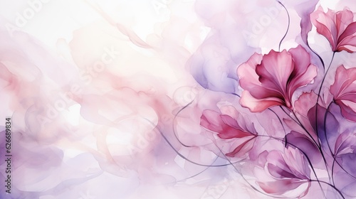 Elegant flower with watercolor style for background and invitation wedding card, AI generated image