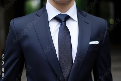 tie on a man in a suit. ai generative © InfiniteStudio