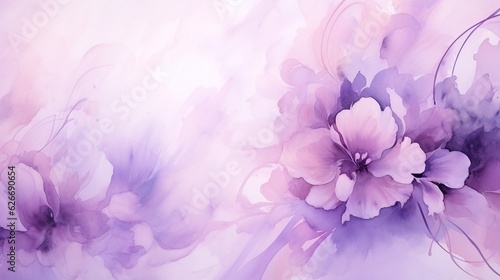 Purple rose and falling petals flower. Watercolor, AI generated image