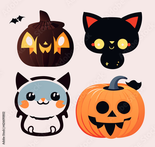 set of halloween pumpkins
