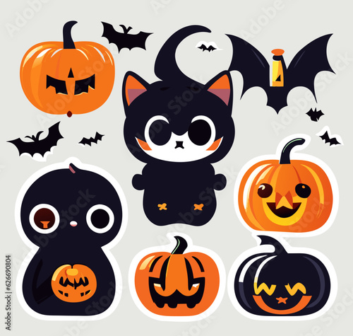 set of halloween pumpkins